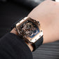 OBLVLO Unique Rose Gold Chinese Dragon Skeleton Watches for Men & women
