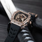 Best Luxury OBLVLO Rose Gold Chinese Dragon Diamond Watch for Men and Women