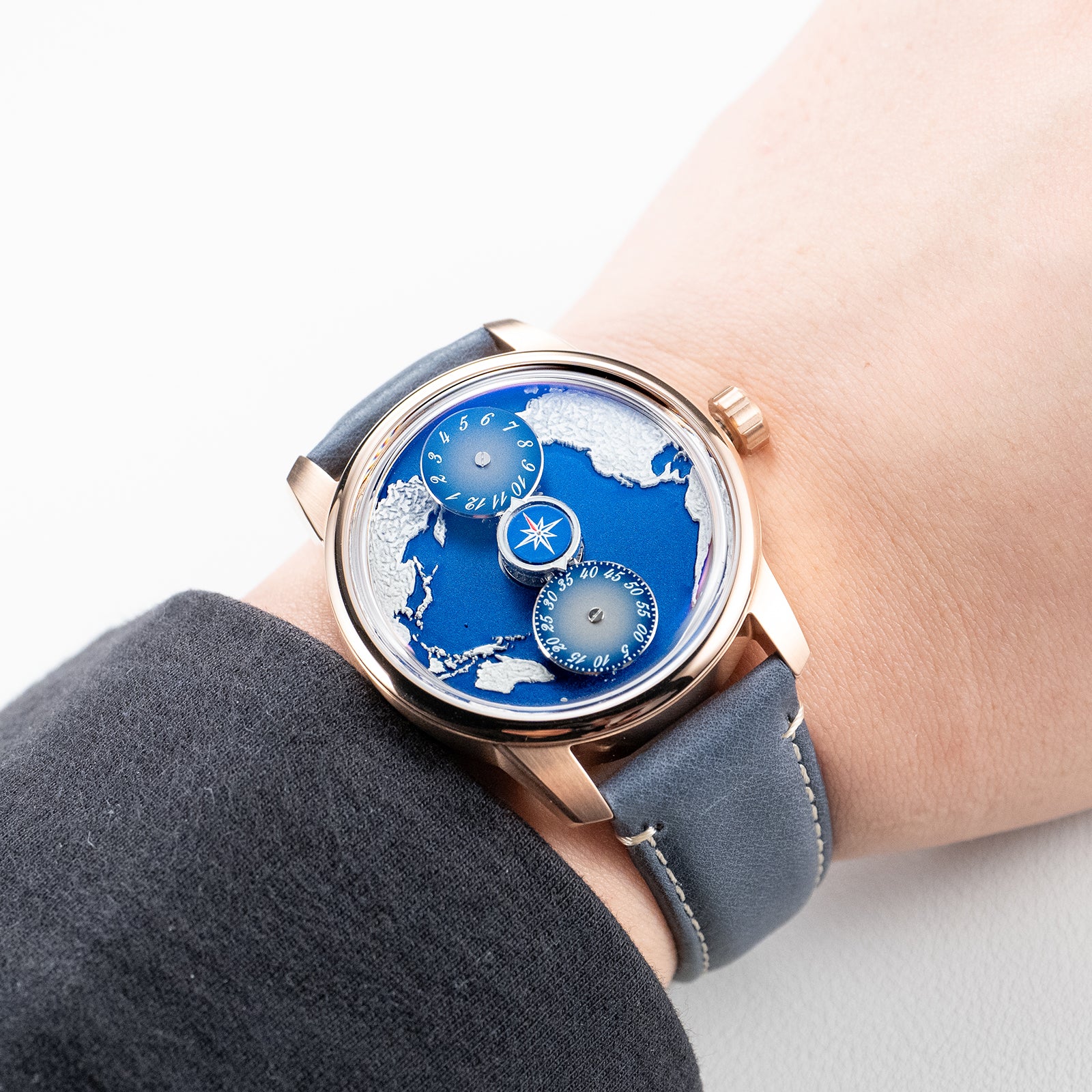 Unique Blue Pacific Ocean Maps Dial Automatic Watches For Mens - OBLVL