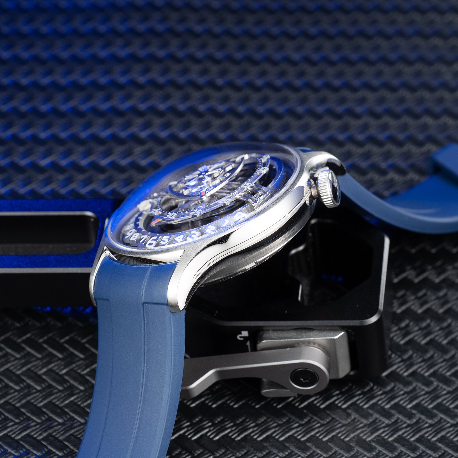 Cool OBLVLO BLM ROTOR Blue Dial Watch - Unique Rotary Engine Automatic