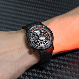 Affordable Luxury All Black OBLVLO BLM ROTOR Unique Rotary Engine Automatic Watches