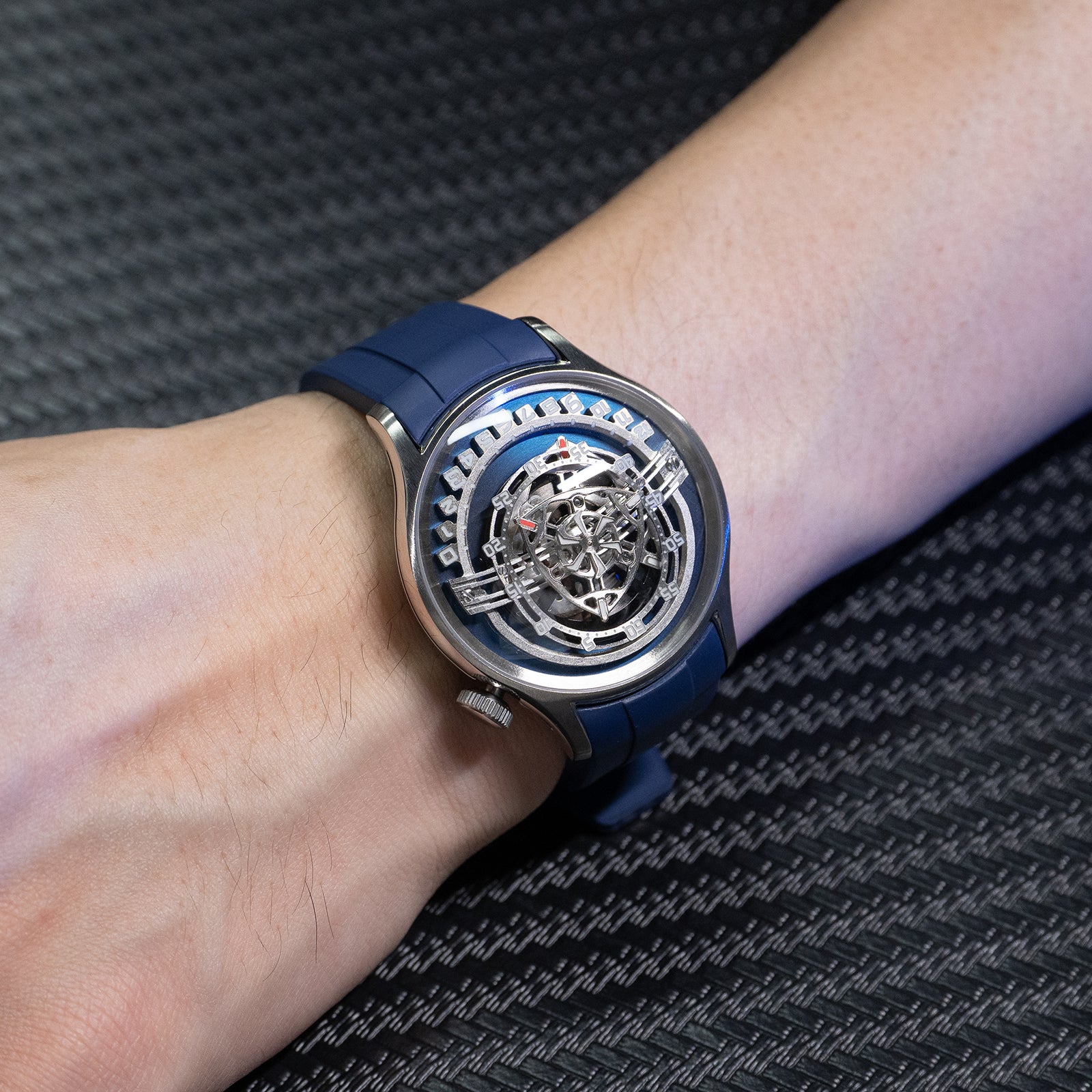 Cool OBLVLO BLM ROTOR Blue Dial Watch - Unique Rotary Engine Automatic