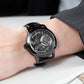 OBLVLO VMQ Series - Affordable Luxury All Black/Diamond Zirconia Case Mens Automatic Tourbillon Style Dial Dress Watches