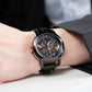 OBLVLO VMQ Series - Affordable Luxury Black & Rose Gold Case Mens Automatic Tourbillon Style Dial Dress Zirconia Watches