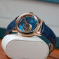 OBLVLO VMQ Series - Best Affordable Luxury Mens Rose Gold Zirconia Automatic Tourbillon Style Blue Dial Dress Watches