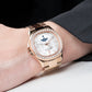 OBLVLO FM-SL-DD-D Rose Gold 39mm Square & White Dial Automatic Moonphase Business Wrist Watches