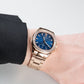 OBLVLO FM-SL-DD-D - Blue 39mm Moonphase Dial & Rose Gold Sqaure Case Automatic Dress Watch for men