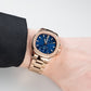 OBLVLO FM-SL-DD-D - Blue 39mm Moonphase Dial & Rose Gold Sqaure Case Automatic Dress Watch for men
