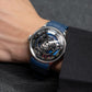 Unique OBLVLO BLM Solar Blue Dial Skeleton Rotation Hands Watch - Cool MIYOTA Movement Automatic Watches