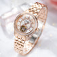 OBLVLO CW Rose Gold Women's Fashion Casual Dress Skeleton Dial Automatic Mechanical Watch