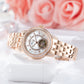 OBLVLO CW Rose Gold Women's Fashion Casual Dress Skeleton Dial Automatic Mechanical Watch