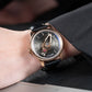 OBLVLO JM Space Automatic Dress Watch for Men - Cool Rose Gold Case and Black Spaceship Dial, 50m Waterproof