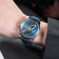 OBLVLO JM Space 42MM Automatic Mechanical Dress Watches For Men - Cool Luminous Rotation Spaceship Hands Blue Dial