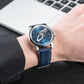 OBLVLO JM Space 42MM Automatic Mechanical Dress Watches For Men - Cool Luminous Rotation Spaceship Hands Blue Dial