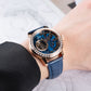 OBLVLO VMQ Series - Best Affordable Luxury Mens Rose Gold Zirconia Automatic Tourbillon Style Blue Dial Dress Watches