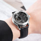 Black Dial Men 42mm Automatic Mechanical Tourbillon Style Watch - Steel / Zirconia Bezel Dress Watches