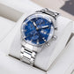 Luxury Vintage Blue Dial Oblvlo Design Men's Chronograph Style Pilot Watch - IM-MU YGB
