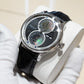 Best Affordable OBLVLO AM Series Black & Multifunction Two Eyes Mother of Pearl Subdial Dress Watch