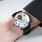OBLVLO YM White Dial & Roman Markings Zirconia Bezel Self Winding Automatic Tourbillon Style Dress Watch