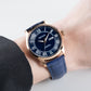 OBLVLO GC-SIM 41mm Rose Gold & Blue Dial Men's Fashion Roman Numeral Classic Automatic Mechanical Wristwatch with Day Date