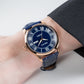 OBLVLO GC-SIM 41mm Rose Gold & Blue Dial Men's Fashion Roman Numeral Classic Automatic Mechanical Wristwatch with Day Date