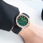OBLVLO FM-SL-DD-D Green Dial 39mm Crystal Bezel & Rose Gold Sqaure Case Automatic Moonphase Watch