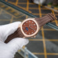 OBLVLO FM-SL-DD-D 39mm Mens Automatic Moonphase Watch - Brown Dia & Rose Gold Sqaure Case Inlay zirconia