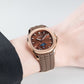 OBLVLO FM-SL-DD-D 39mm Mens Automatic Moonphase Watch - Brown Dia & Rose Gold Sqaure Case Inlay zirconia