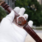 OBLVLO NW Series: Sienna Color Partial Skeleton Dial & 40mm Rose Gold Case Automatic Skeleton Brown Leather Strap Mens Watch