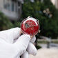 OBLVLO NW Series Automatic 40mm Victory Red Color Partial Skeleton Dial & Rose Gold Case Black Leather Strap Mens Watch
