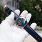 OBLVLO NW Series 40mm Rose Gold Case & Blue Partial Skeleton Dial Automatic Watch For Men's