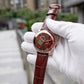OBLVLO NW Series: Sienna Color Partial Skeleton Dial & 40mm Rose Gold Case Automatic Skeleton Brown Leather Strap Mens Watch