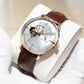 40mm Rose Gold Automatic Mens Watch With White Partial Skeleton Dial By OBLVLO NW Series