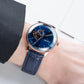 OBLVLO NW Series 40mm Rose Gold Case & Blue Partial Skeleton Dial Automatic Watch For Men's