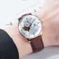 40mm Rose Gold Automatic Mens Watch With White Partial Skeleton Dial By OBLVLO NW Series