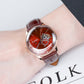 OBLVLO NW Series: Sienna Color Partial Skeleton Dial & 40mm Rose Gold Case Automatic Skeleton Brown Leather Strap Mens Watch