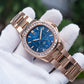 OBLVLO FM-SL-DD-D - Blue 39mm Moonphase Dial & Rose Gold Sqaure Case Automatic Dress Watch for men