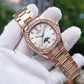 OBLVLO FM-SL-DD-D Rose Gold 39mm Square & White Dial Automatic Moonphase Business Wrist Watches