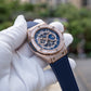 Montres automatiques étanches OBLVLO HM-GT en or rose pour hommes avec bracelet en caoutchouc et cadran lumineux facile à lire