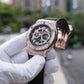 OBLVLO HM-GT - Mens Rose Gold Case Miyato Automatic Watch for Men with Date Luminous Fashion Wristwatch