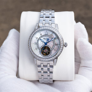OBLVLO CW Women's Luxury Mechanical Stainless Steel Skeleton Automatic Self Winding Wristwatch