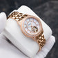 OBLVLO CW Rose Gold Women's Fashion Casual Dress Skeleton Dial Automatic Mechanical Watch