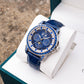 Best Affordable Luxury Blue Zirconia Bezel & Dial Men Moon Phase Style Dress Watch - OBLVLO GCM-MUT
