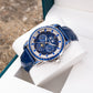 Best Affordable Luxury Blue Zirconia Bezel & Dial Men Moon Phase Style Dress Watch - OBLVLO GCM-MUT