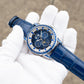 Best Affordable Luxury Blue Zirconia Bezel & Dial Men Moon Phase Style Dress Watch - OBLVLO GCM-MUT