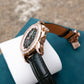 Affordable OBLVLO GCM-MUT Rose Gold Case - White Zirconia Bezel & Grass Green Dial Moon Phase Style Date Casual Watch