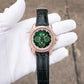 Affordable OBLVLO GCM-MUT Rose Gold Case - White Zirconia Bezel & Grass Green Dial Moon Phase Style Date Casual Watch