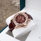 OBLVLO GCM-MUT Rose Gold Case - Affordable White Zirconia Bezel & Brown Dial Moon Phase Style Date Casual Watch for Men's
