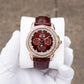 OBLVLO GCM-MUT Rose Gold Case - Affordable White Zirconia Bezel & Brown Dial Moon Phase Style Date Casual Watch for Men's