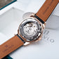 OBLVLO GCM-MUT - Affordable Black Dial & White Zirconia Bezel Rose Gold Multifunction Moon Phase Style Automatic Watch